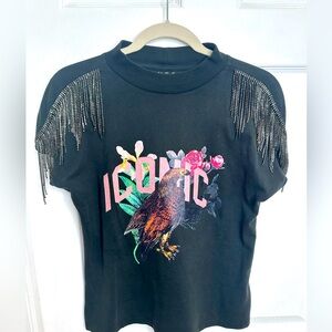Guess Iconic rhinestone embellished tee. Size Small